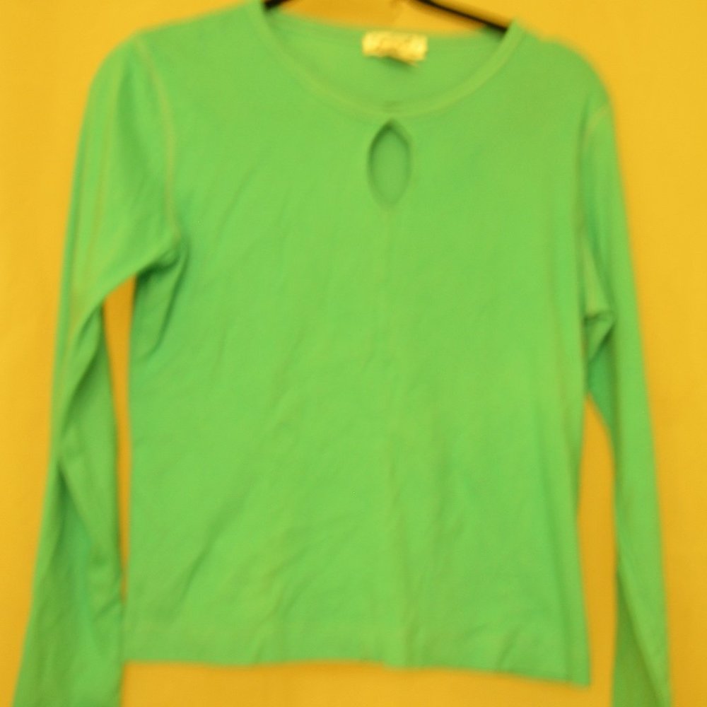 Semi vintage Spiegel aqua keyhole long sleeve shirt top L 12 14